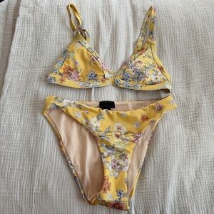 La Hearts Yellow Floral Triangle Bikini